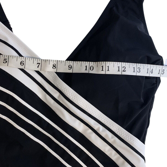 Profile by Gottex One Piece NWT Women's Size 10 Monochrome Asymmetrical Striped - Picture 5 of 6